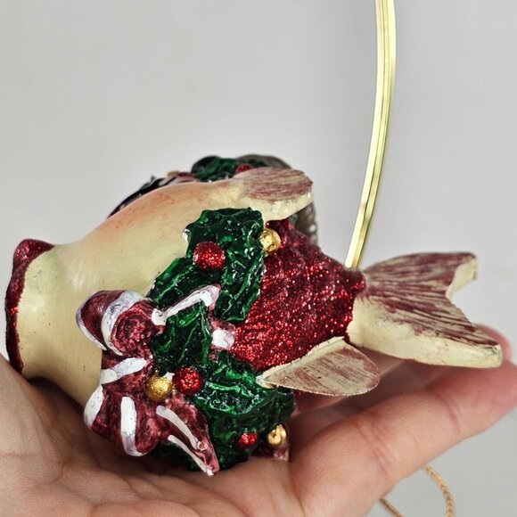 Katherines Collection Kissing Fish Christmas Tree Ornament Red Glitter Festive - Picture 2 of 8